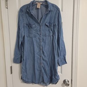 Woman Philosophy Tunic/Dress Size Large Blue Chambray 100% Tencel Lyocell